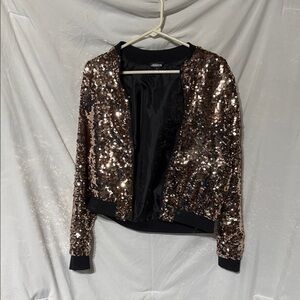 Project RUNWAY Black and Brown Sequin Bomber Jacket